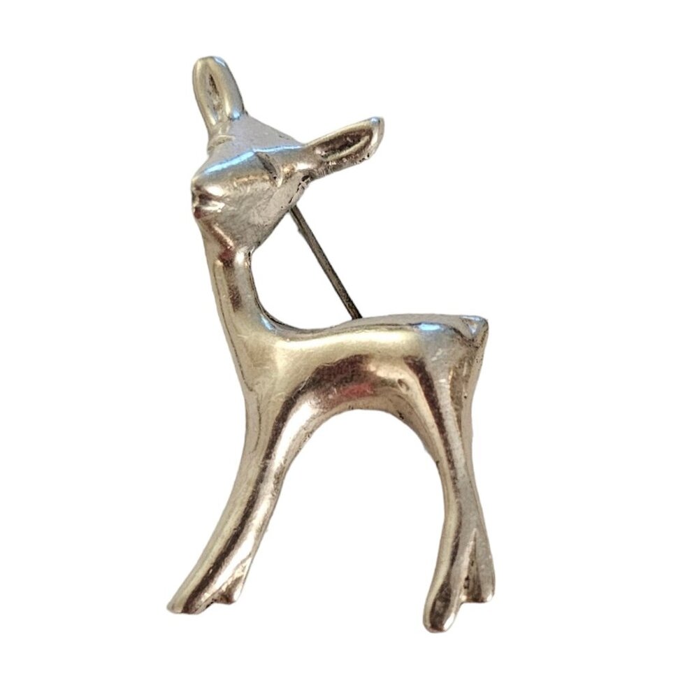 Sterling Silver Vintage Fawn Deer Pin L66